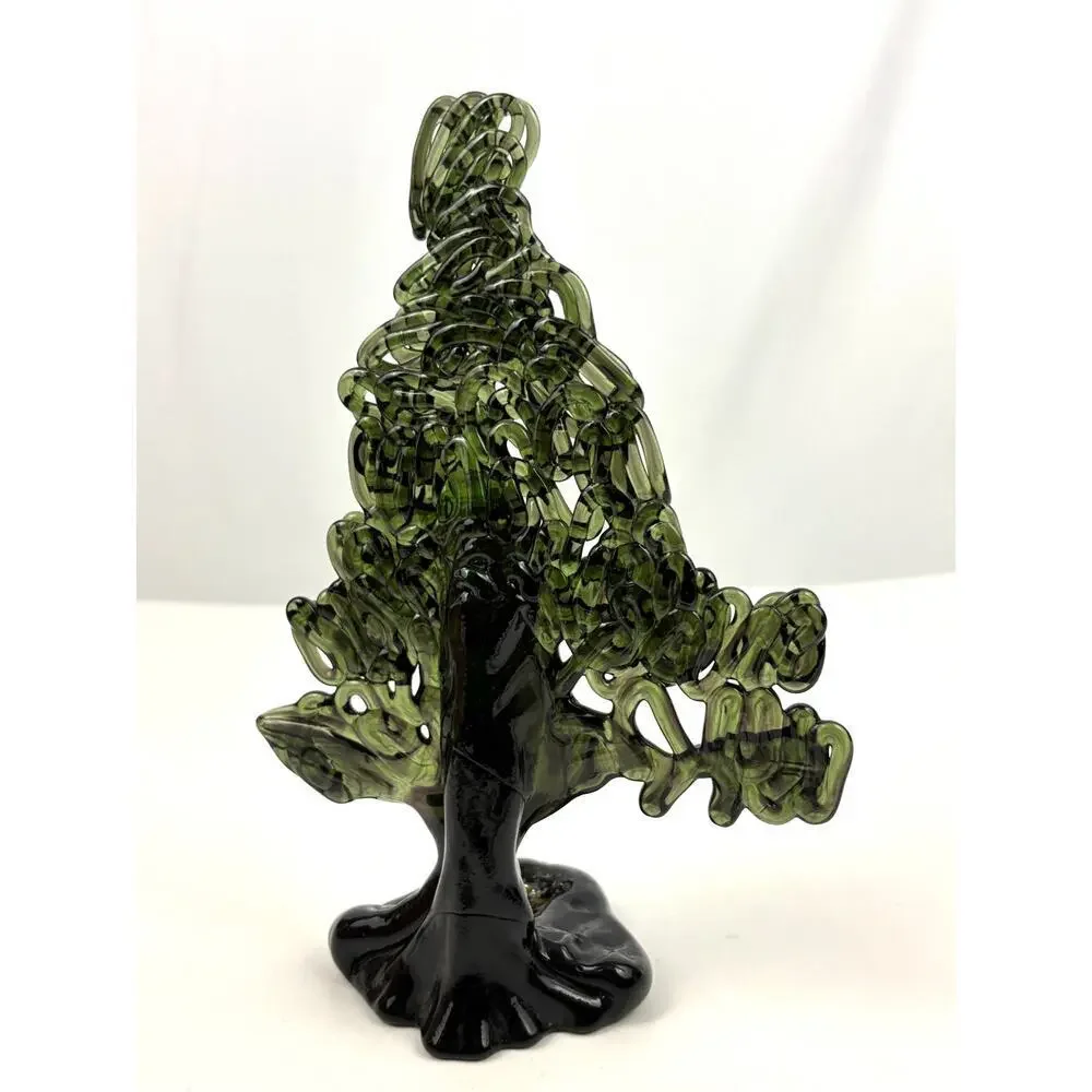 VTG Green 24% Lead Crystal Christmas Tree Peter Kaspar Art Glass‎ Unique Rare